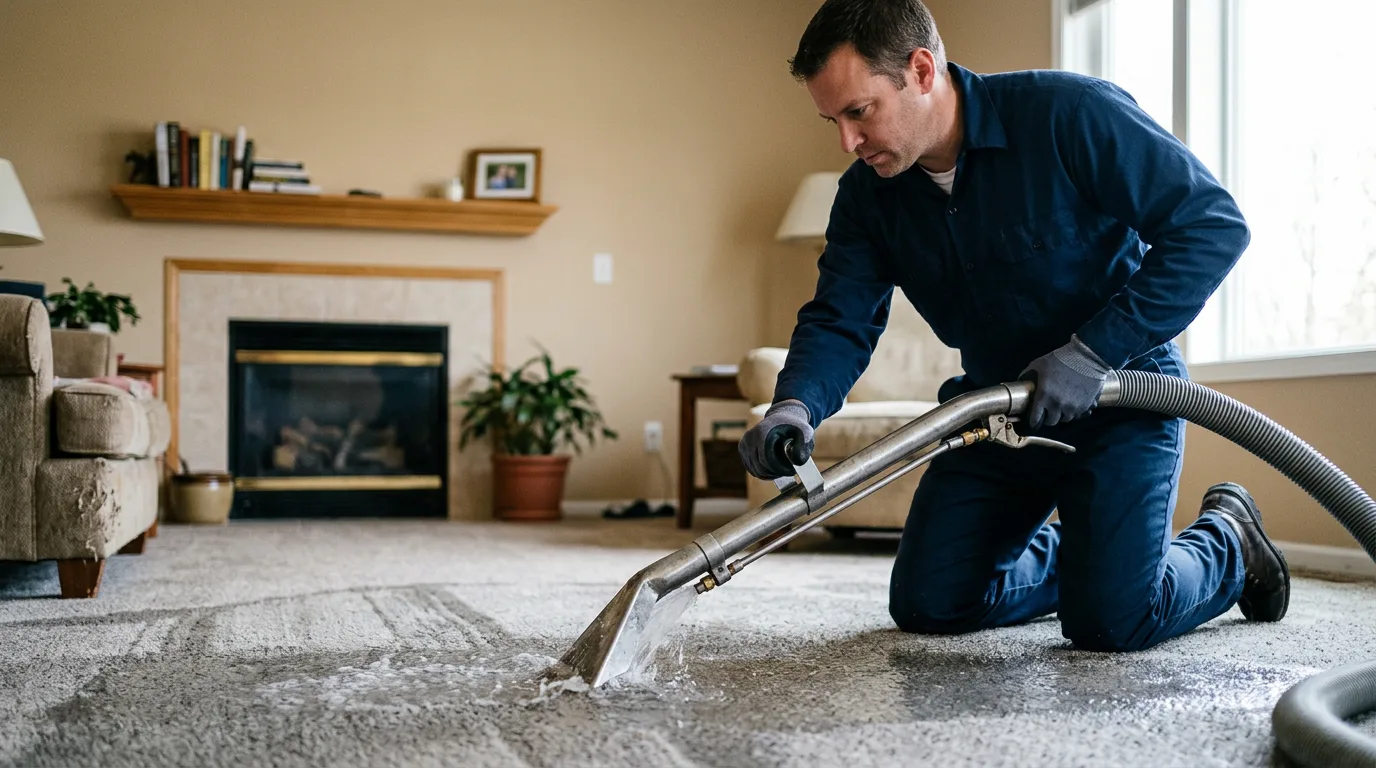 Water damage restoration technician working near Westhoff, TX